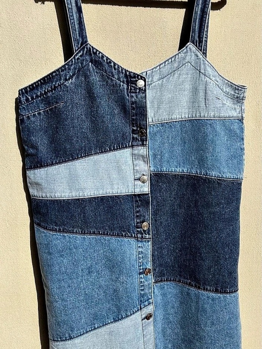 Gap Patchwork Denim Mini Dress in Blue